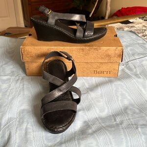 Born black leather sandals